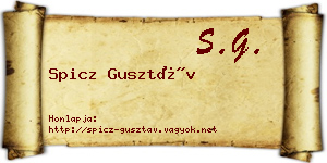 Spicz Gusztáv névjegykártya